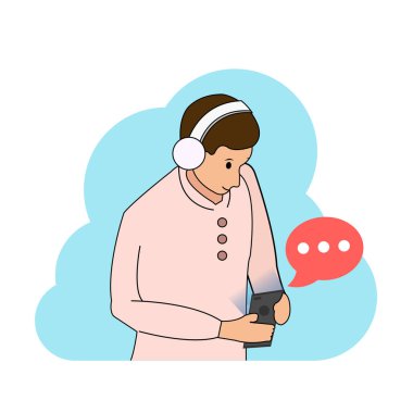 Bulut mobil kullanıcı vektör çizimi