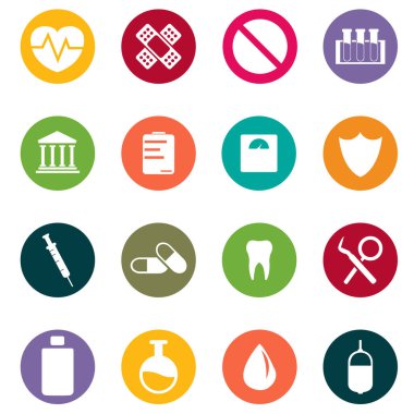 Web ve mobil uygulamalar için düz tıbbi simgeler