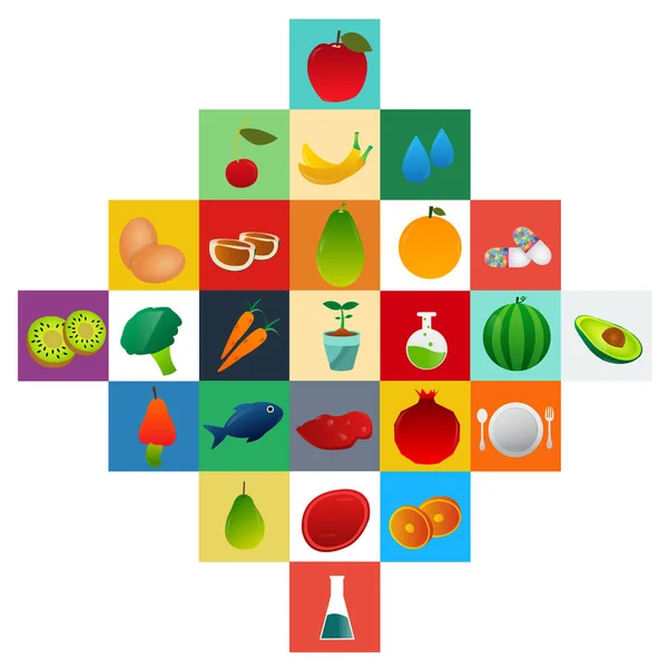 Set Nutrition Vector Icons — Stock Vector