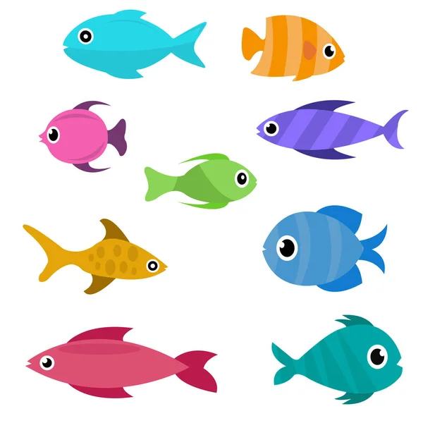 Set Vector Illustration Fishes — Stock Vector