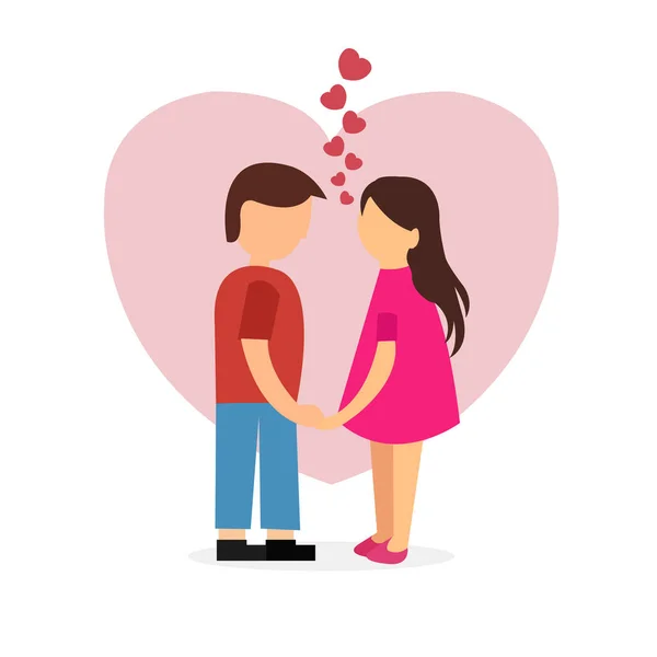 Linda Pareja Con Ilustración Vector Corazón — Archivo Imágenes Vectoriales