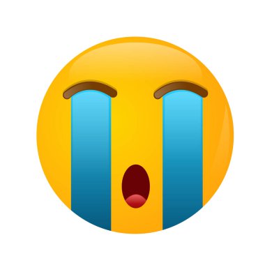 Ağlayan şirin emoji vektör çizimi tasarımı