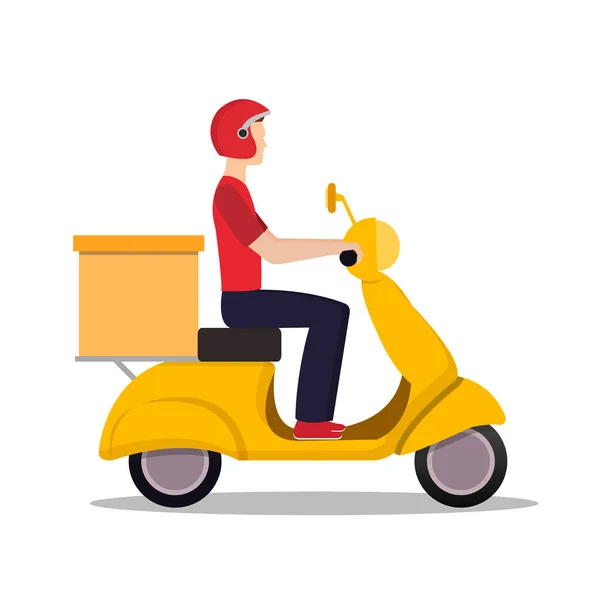 Scooter vektör illüstrasyonunda teslimatçı.