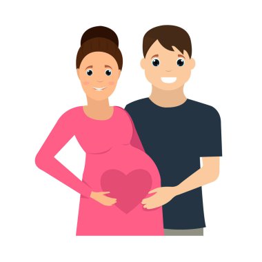 Hamile kadın ve kocası vektör çizimi