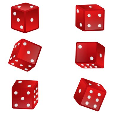 Kırmızı Ludo zarları vektör illüstrasyonuyla karşı karşıya