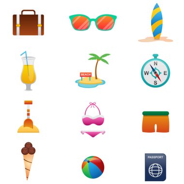 Seyahat simgeleri vektör illüstrasyon tasarımını ayarla