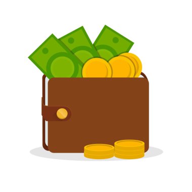 Para vektörü illüstrasyon tasarımlı cüzdan