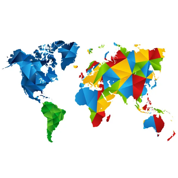 Ilustración Colorida Del Polígono Del Mapa Del Mundo — Archivo Imágenes Vectoriales