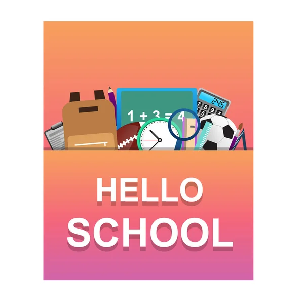 Hello School Vector Illustration Design — Stock Vector