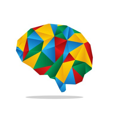 Çokgen renkli beyin vektör çizimi tasarımı