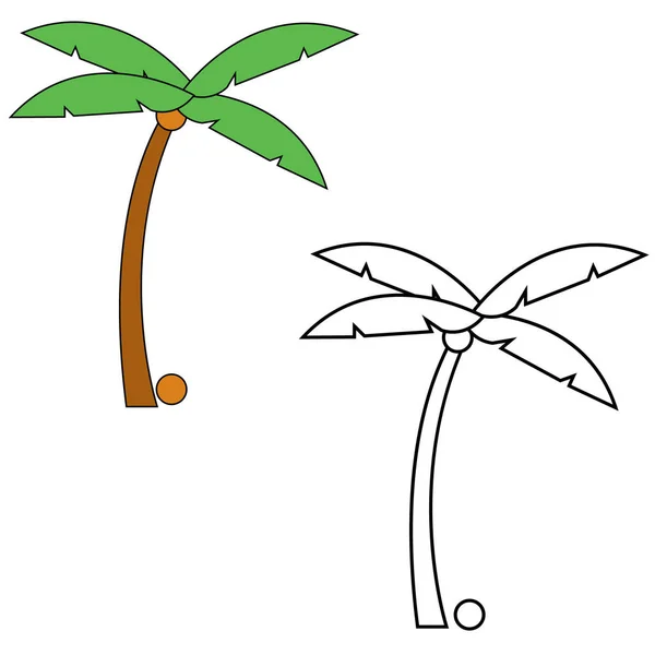 Coloring Book Coconut Tree Vector Illustration Design — Stock Vector