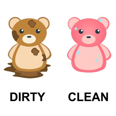 Kirli ve Temiz karşılaştırma çocuklar vektör çizim tasarımı