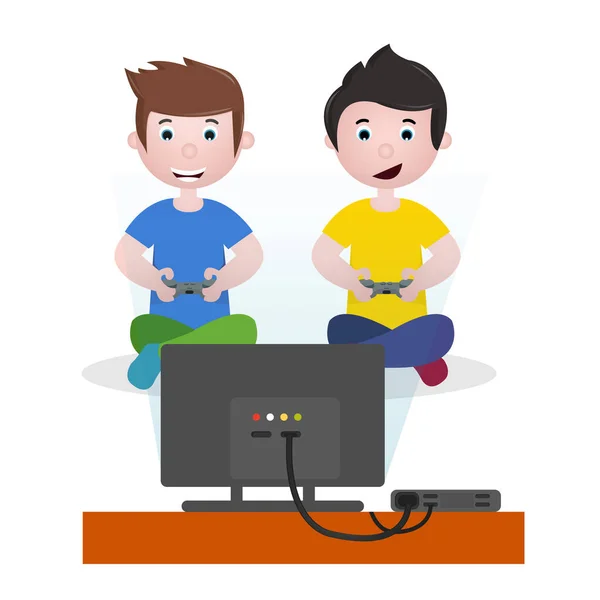 Kids Plating Video Games Vector Illustration Design — Stock Vector