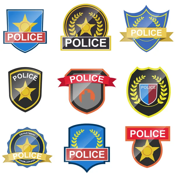 Emblemas Policiais Criativos Design Ilustração Vetorial — Vetor de Stock