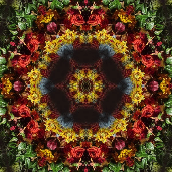 Cores Queda Buquê Floral Caleidoscópio — Fotografia de Stock