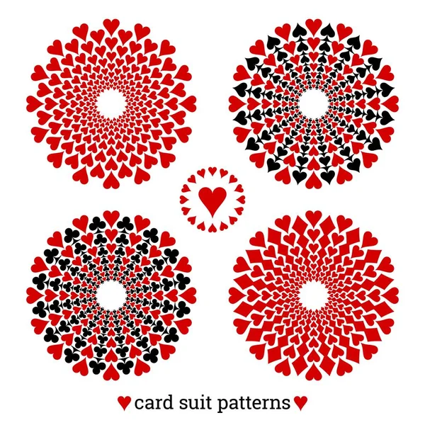 Juego de cartas poker cuatro patrones de vectores basados en corazones — Archivo Imágenes Vectoriales