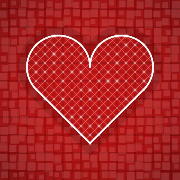 Шаблон рисунка в форме сердца с красным фоном — стоковый вектор