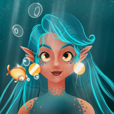 Mavi peri su altında