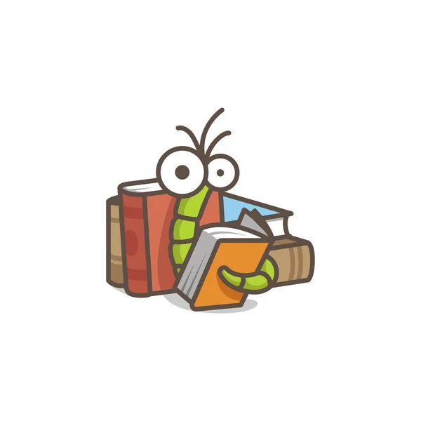 Komik yeşil solucan bir turuncu kitap okuma