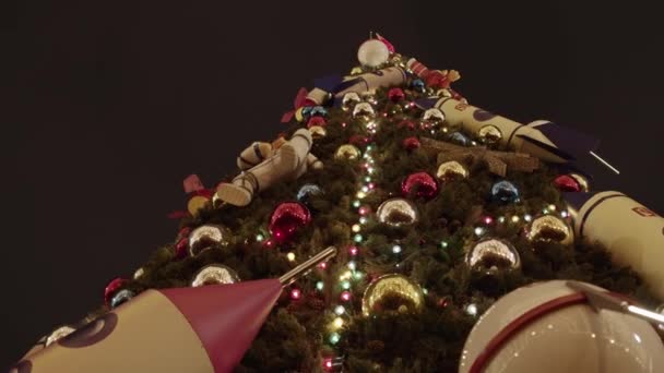 Vista Panorámica Del Árbol Las Decoraciones Año Nuevo Moscú Rusia — Vídeos de Stock