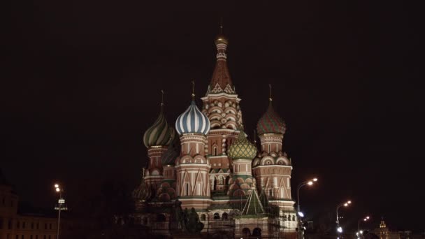 Malebný Pohled Katedrálu Vasilije Blahoslavené Novoroční Výzdoby Moskvě Rusko — Stock video