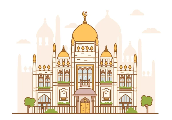 Vector Illustration Singapore Sultan Mosque Arab Architecture — Stock Vector