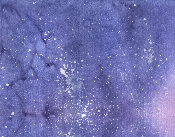 銀河空間の星のフィールド、テクスチャの背景のための抽象的な水彩画手描きの絵 — ストック写真