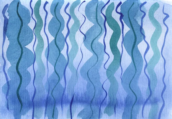 青緑の波の背景 手描きのアート作品 パターン — ストック写真