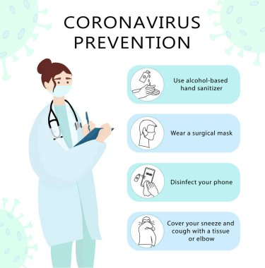 Coronavirus 'u önlemek için bilgi grafikleri.