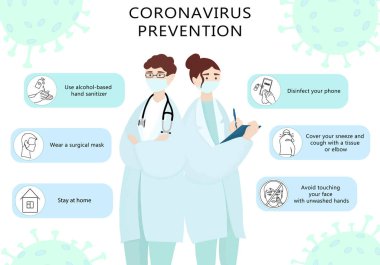 Coronavirus 'u önlemek için bilgi grafikleri.