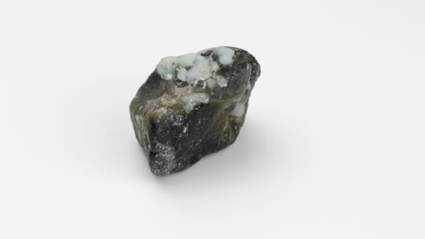 Emerald Breed White Background Rotation Green Beryl Mineral Ornamental Stone — Stock Video