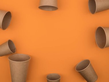 Kağıt masa takımı turuncu arka planda. Sverhu 'yu izle.