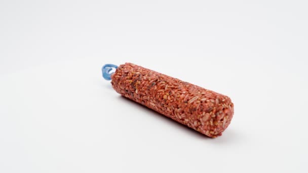 Food for hamster on a stick closeup. Rotation. — Stock Footage Food for hamster on a stick closeup. Rotation. Royalty Free Stock Video