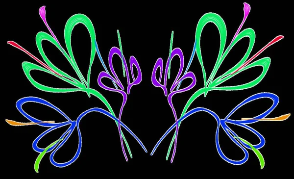 soyut çiçek yeşil pembe mavi iki buket