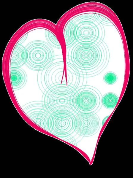 Yeşil halkalı kırmızı kalp