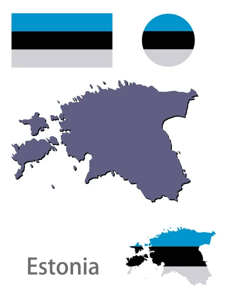 País Estónia silhueta e vetor de bandeira — Vetor de Stock