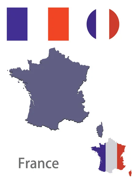 Land Frankrijk silhouet en vlaggenvector — Stockvector