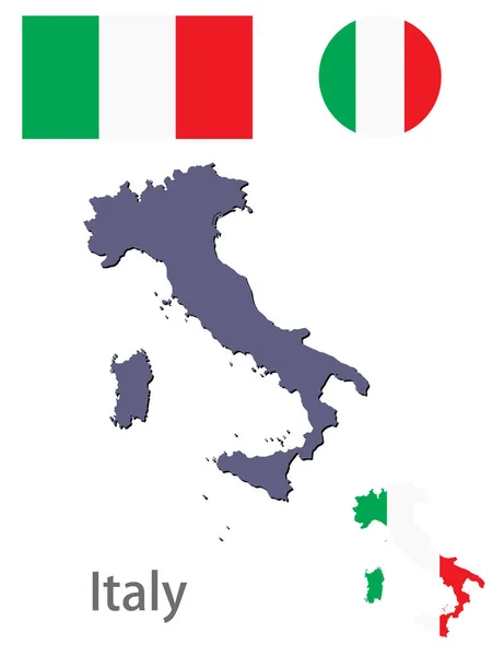 Pays Italie silhouette et drapeau vecteur — Image vectorielle