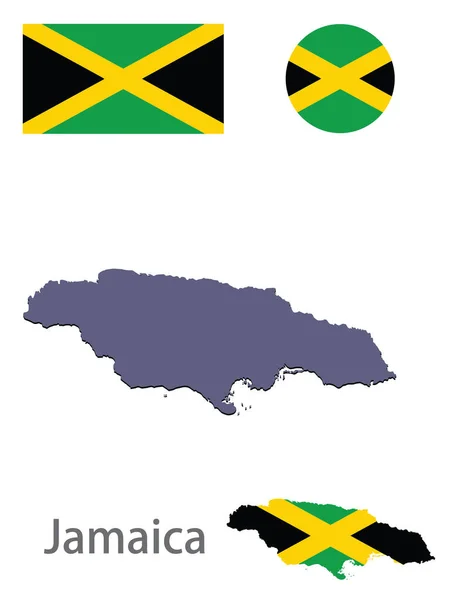 Land Jamaica silhuett och flagga vektor — Stock vektor