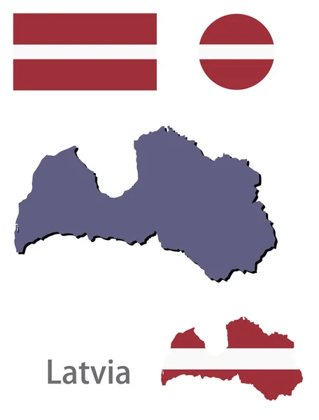 Land Lettland Silhouette und Flaggenvektor — Stockvektor