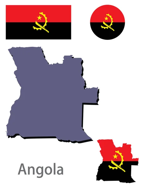 Paese Angola silhouette e vettore bandiera — Vettoriale Stock