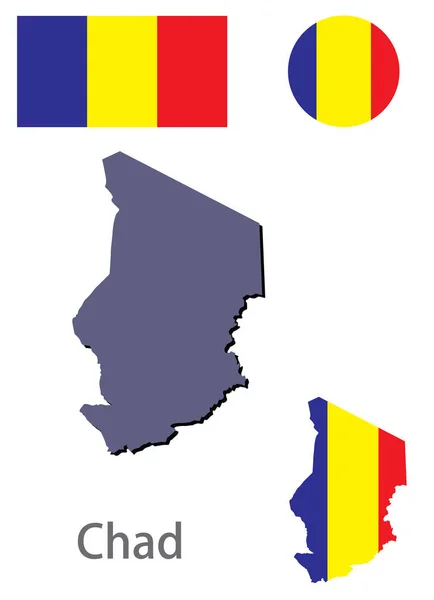 Pays Tchad silhouette et vecteur drapeau — Image vectorielle