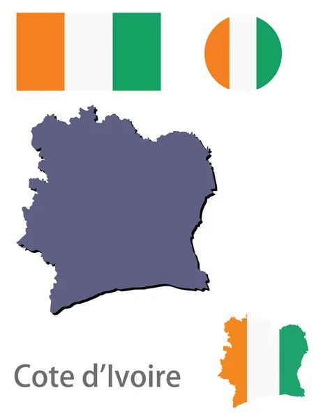 Country  Cote d'Ivoire silhouette and flag vector — ストックベクタ