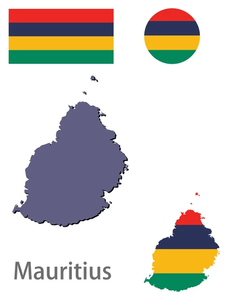 País Mauricio silueta y vector de la bandera — Archivo Imágenes Vectoriales