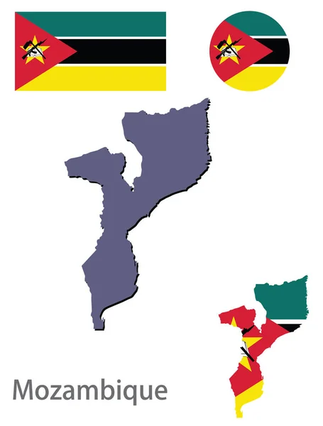 Paese Mozambico silhouette e bandiera vettoriale — Vettoriale Stock