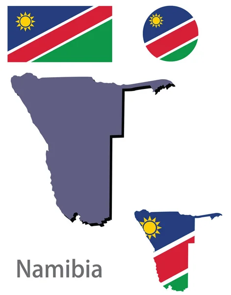Paese Namibia silhouette e bandiera vettoriale — Vettoriale Stock