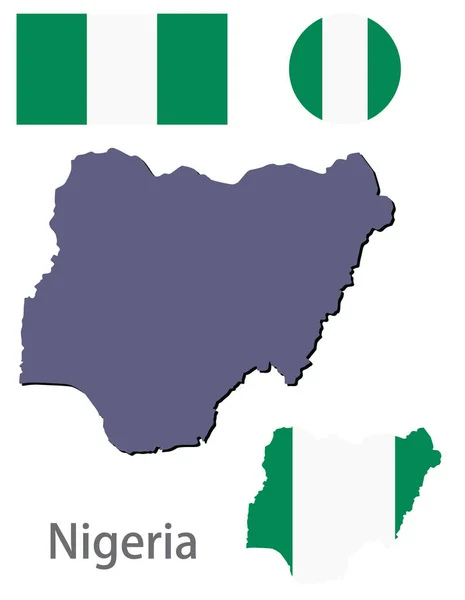 País Nigéria silhueta e bandeira vetor —  Vetores de Stock
