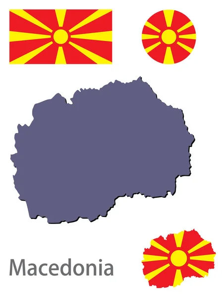 País Macedónia silhueta e bandeira vetor — Vetor de Stock