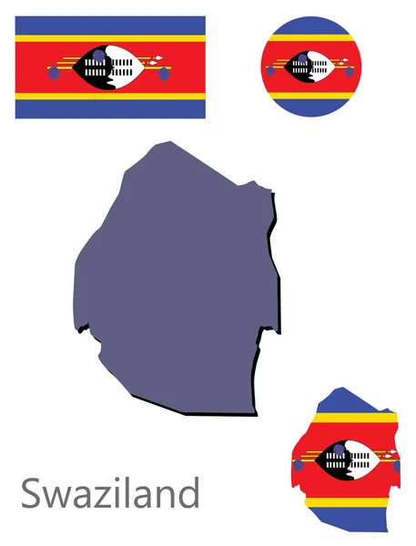 Paese Swaziland silhouette e vettore bandiera — Vettoriale Stock