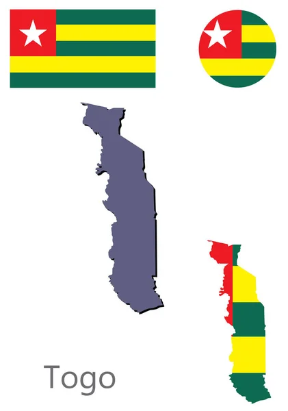 Paese Togo silhouette e bandiera vettoriale — Vettoriale Stock